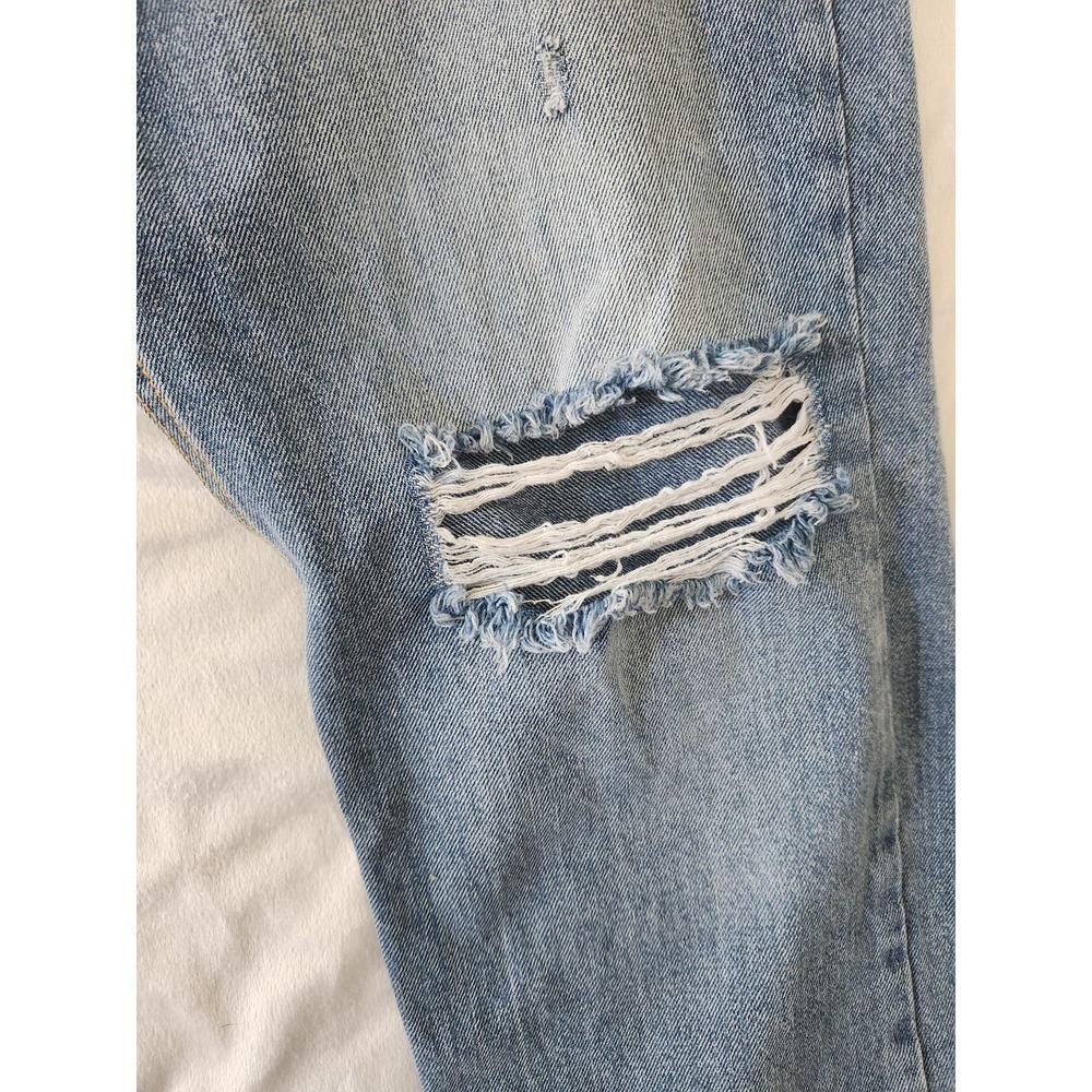 Avec Les Filles Med Wash Distressed Straight Leg Sz 31 button fly beach boho - Picture 5 of 12